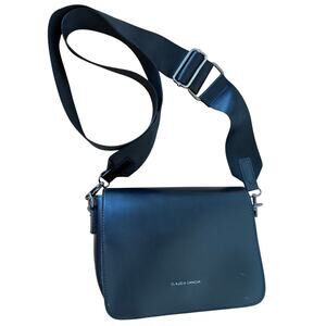 Claudia Canova Faux Leather Black Crossbody Bag with Adjustable Strap